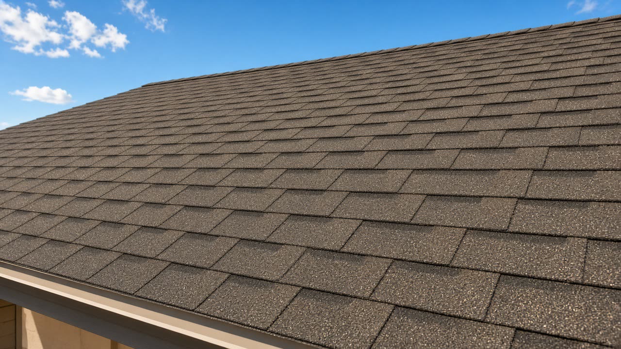 Neatly repaired shingle roof (illustration)